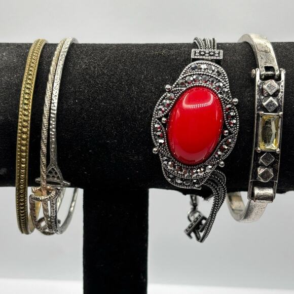 Silver Red Crystal Bracelet Bundle - Picture 2 of 4